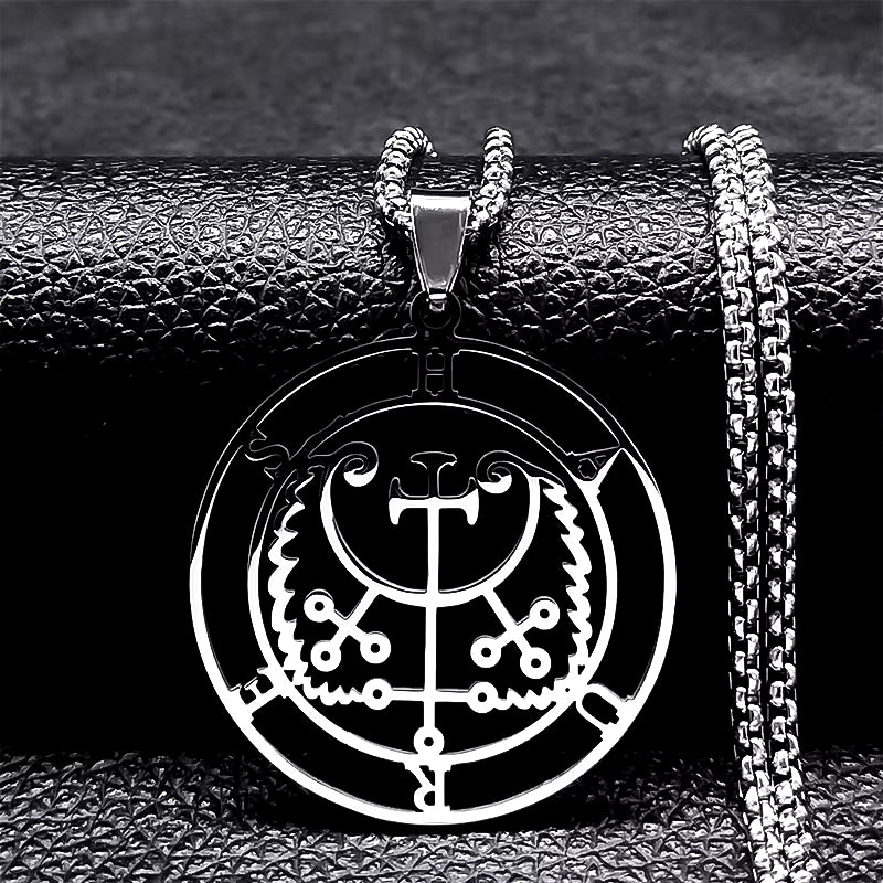 2024 Fashion Sigeal Sigil De Lucifer Stainless Steel Satan Necklace Asmoday Lazer Key Baphomet Stamp Necklace Jewelry N7118S03