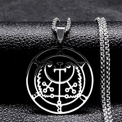 2024 Fashion Sigeal Sigil De Lucifer Stainless Steel Satan Necklace Asmoday Lazer Key Baphomet Stamp Necklace Jewelry N7118S03