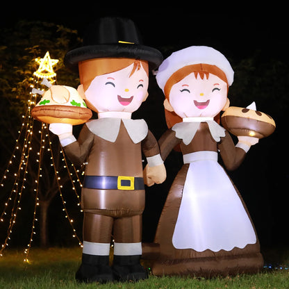 6' Thanksgiving Inflatables Turkey on Train with Pumpkin Decorations, Blow up Outdoor Fall Harvest Décor, Build-In LED Lights for Yard Lawn Holiday Celebrations