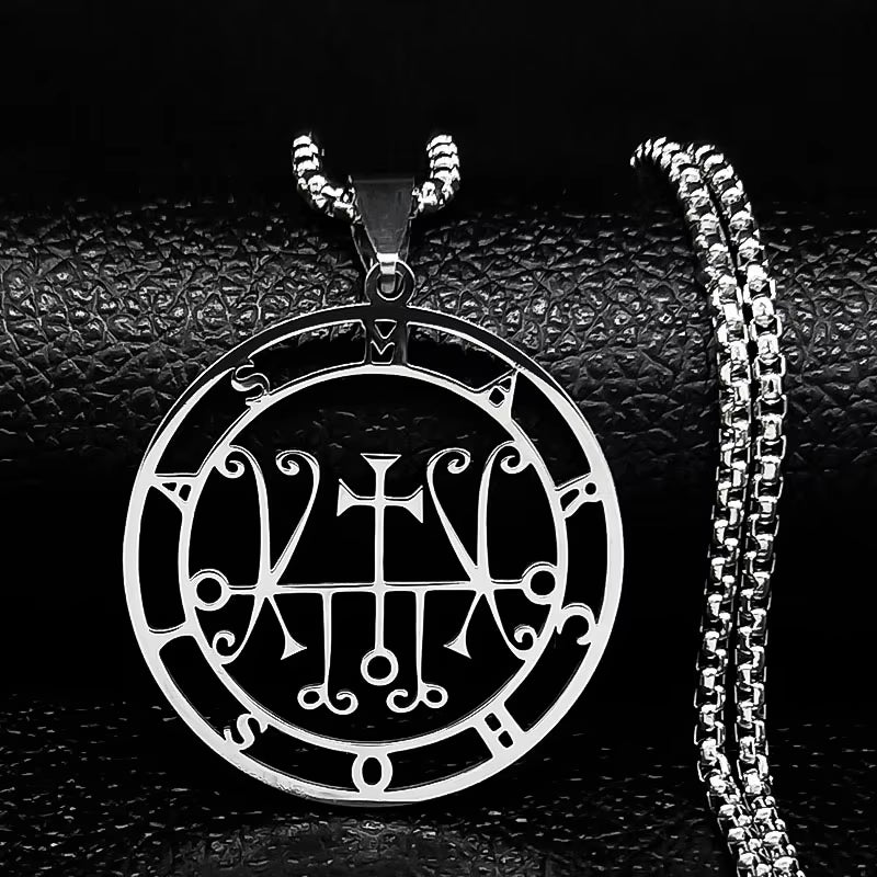 2024 Fashion Sigeal Sigil De Lucifer Stainless Steel Satan Necklace Asmoday Lazer Key Baphomet Stamp Necklace Jewelry N7118S03