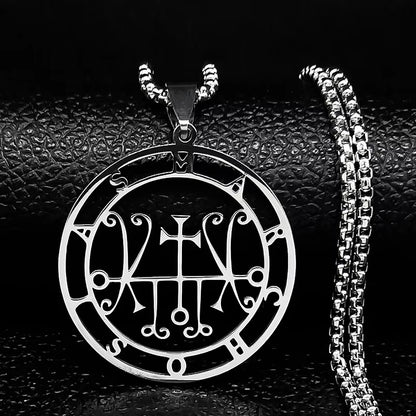 2024 Fashion Sigeal Sigil De Lucifer Stainless Steel Satan Necklace Asmoday Lazer Key Baphomet Stamp Necklace Jewelry N7118S03