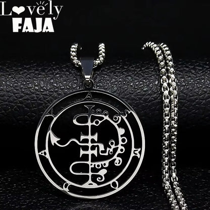 2024 Fashion Sigeal Sigil De Lucifer Stainless Steel Satan Necklace Asmoday Lazer Key Baphomet Stamp Necklace Jewelry N7118S03