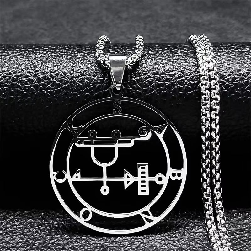 2024 Fashion Sigeal Sigil De Lucifer Stainless Steel Satan Necklace Asmoday Lazer Key Baphomet Stamp Necklace Jewelry N7118S03