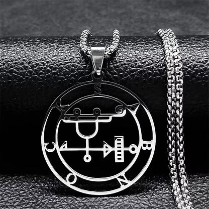 2024 Fashion Sigeal Sigil De Lucifer Stainless Steel Satan Necklace Asmoday Lazer Key Baphomet Stamp Necklace Jewelry N7118S03