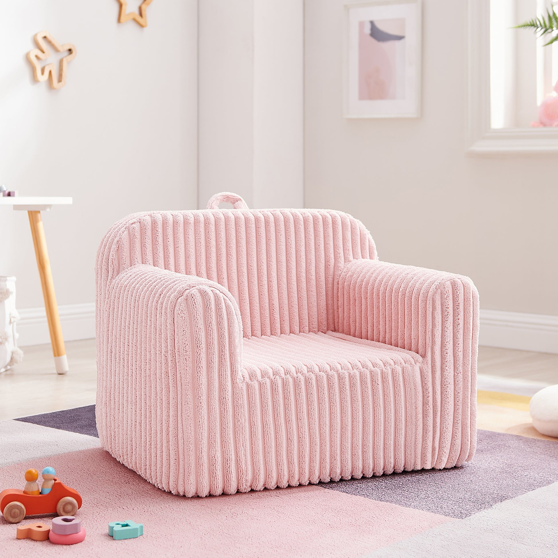 Kids Foam Sofa Chair with Removable Slipcover for Bedroom or Playroom, Pink