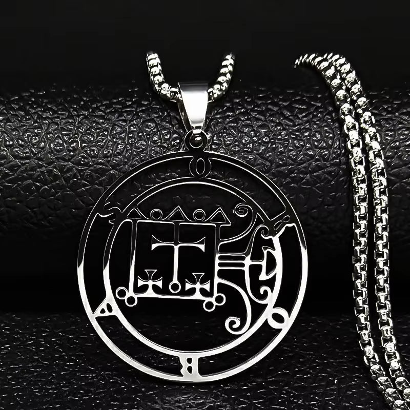 2024 Fashion Sigeal Sigil De Lucifer Stainless Steel Satan Necklace Asmoday Lazer Key Baphomet Stamp Necklace Jewelry N7118S03