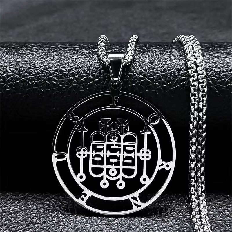 2024 Fashion Sigeal Sigil De Lucifer Stainless Steel Satan Necklace Asmoday Lazer Key Baphomet Stamp Necklace Jewelry N7118S03