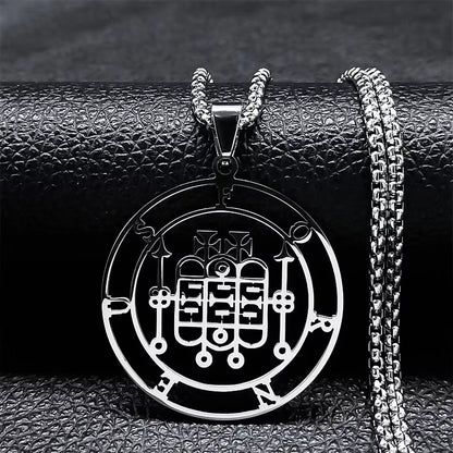 2024 Fashion Sigeal Sigil De Lucifer Stainless Steel Satan Necklace Asmoday Lazer Key Baphomet Stamp Necklace Jewelry N7118S03