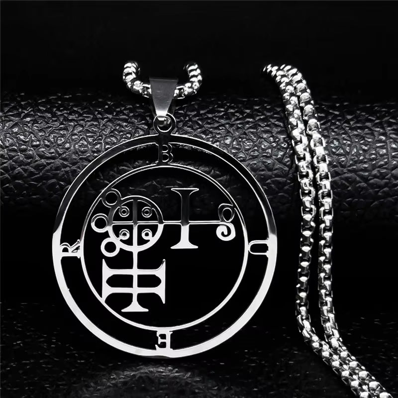 2024 Fashion Sigeal Sigil De Lucifer Stainless Steel Satan Necklace Asmoday Lazer Key Baphomet Stamp Necklace Jewelry N7118S03