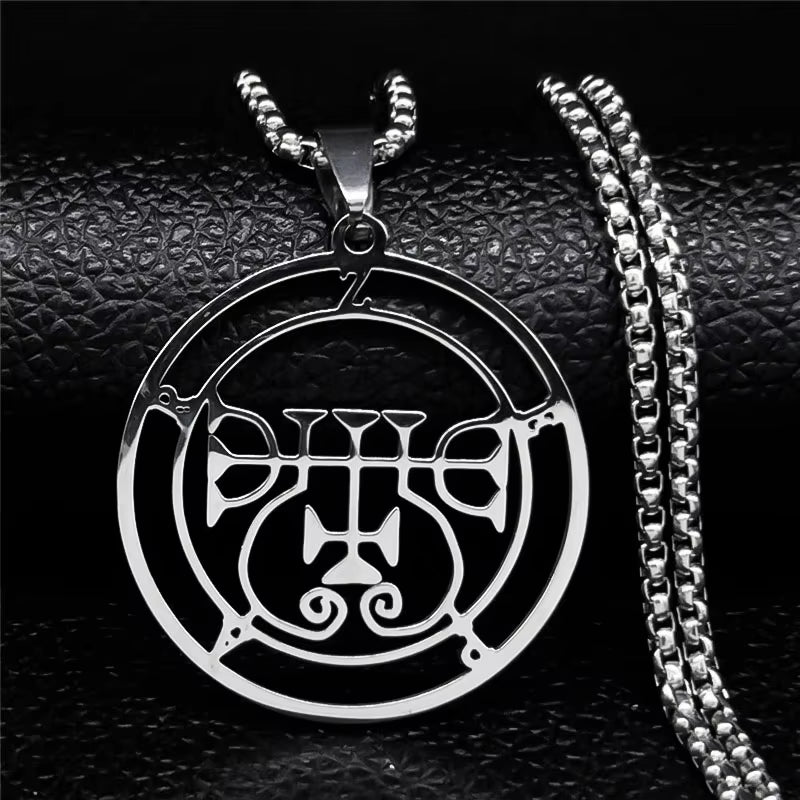 2024 Fashion Sigeal Sigil De Lucifer Stainless Steel Satan Necklace Asmoday Lazer Key Baphomet Stamp Necklace Jewelry N7118S03
