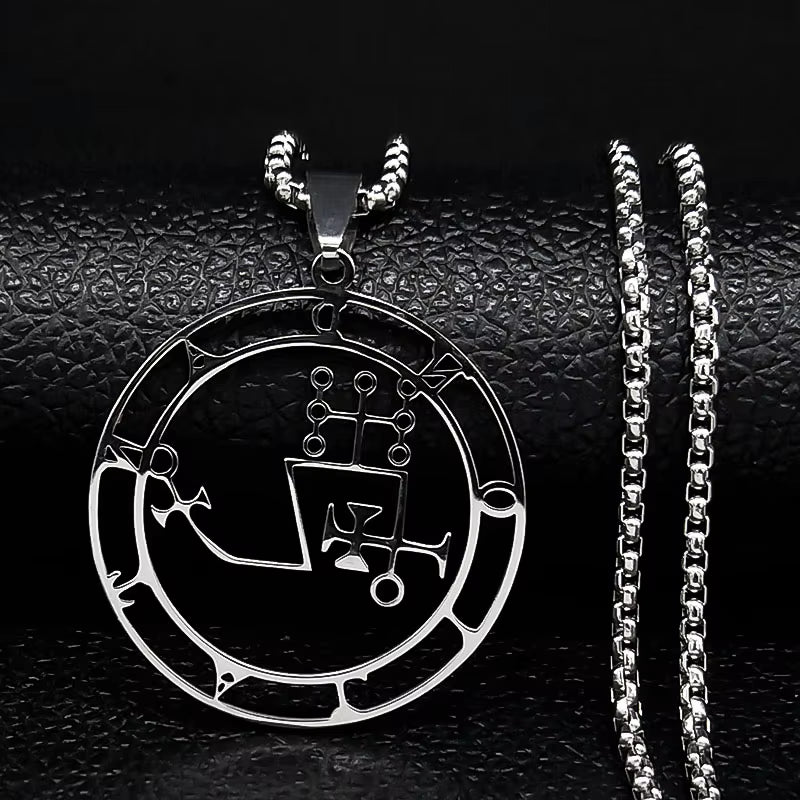 2024 Fashion Sigeal Sigil De Lucifer Stainless Steel Satan Necklace Asmoday Lazer Key Baphomet Stamp Necklace Jewelry N7118S03