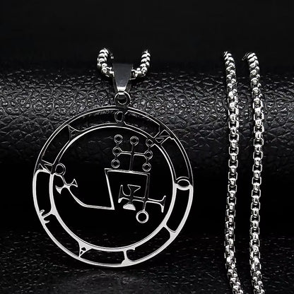 2024 Fashion Sigeal Sigil De Lucifer Stainless Steel Satan Necklace Asmoday Lazer Key Baphomet Stamp Necklace Jewelry N7118S03