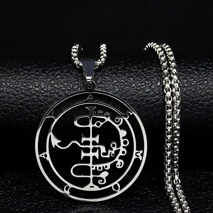 2024 Fashion Sigeal Sigil De Lucifer Stainless Steel Satan Necklace Asmoday Lazer Key Baphomet Stamp Necklace Jewelry N7118S03