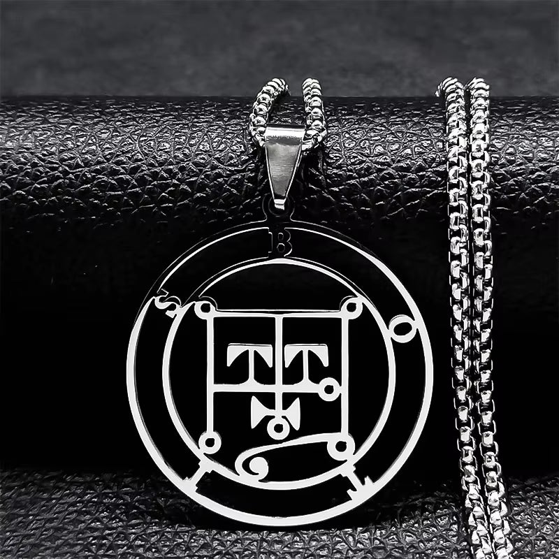 2024 Fashion Sigeal Sigil De Lucifer Stainless Steel Satan Necklace Asmoday Lazer Key Baphomet Stamp Necklace Jewelry N7118S03