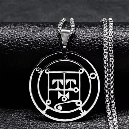 2024 Fashion Sigeal Sigil De Lucifer Stainless Steel Satan Necklace Asmoday Lazer Key Baphomet Stamp Necklace Jewelry N7118S03