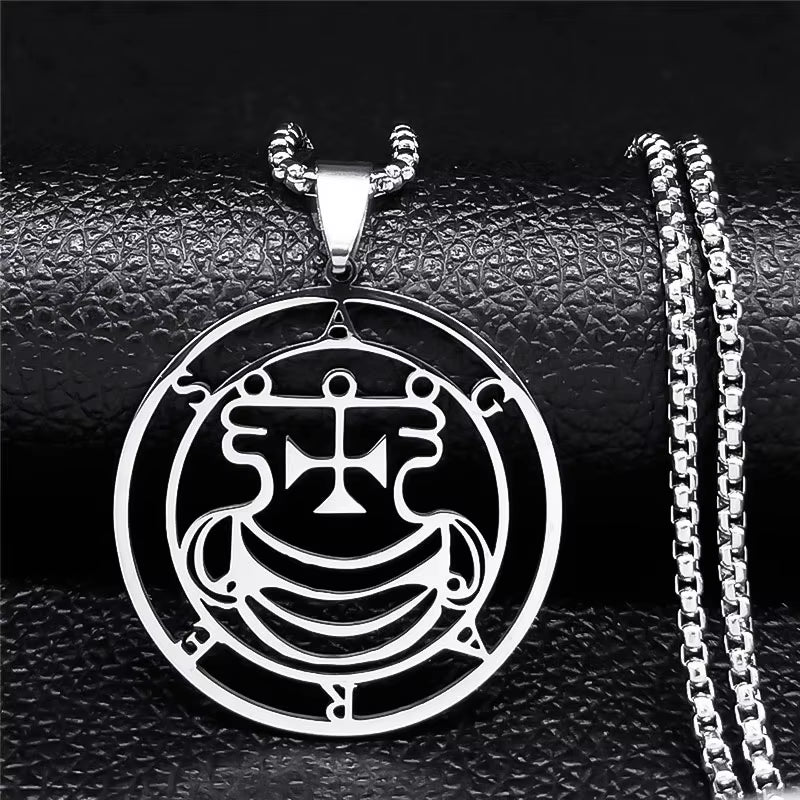 2024 Fashion Sigeal Sigil De Lucifer Stainless Steel Satan Necklace Asmoday Lazer Key Baphomet Stamp Necklace Jewelry N7118S03