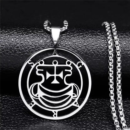2024 Fashion Sigeal Sigil De Lucifer Stainless Steel Satan Necklace Asmoday Lazer Key Baphomet Stamp Necklace Jewelry N7118S03