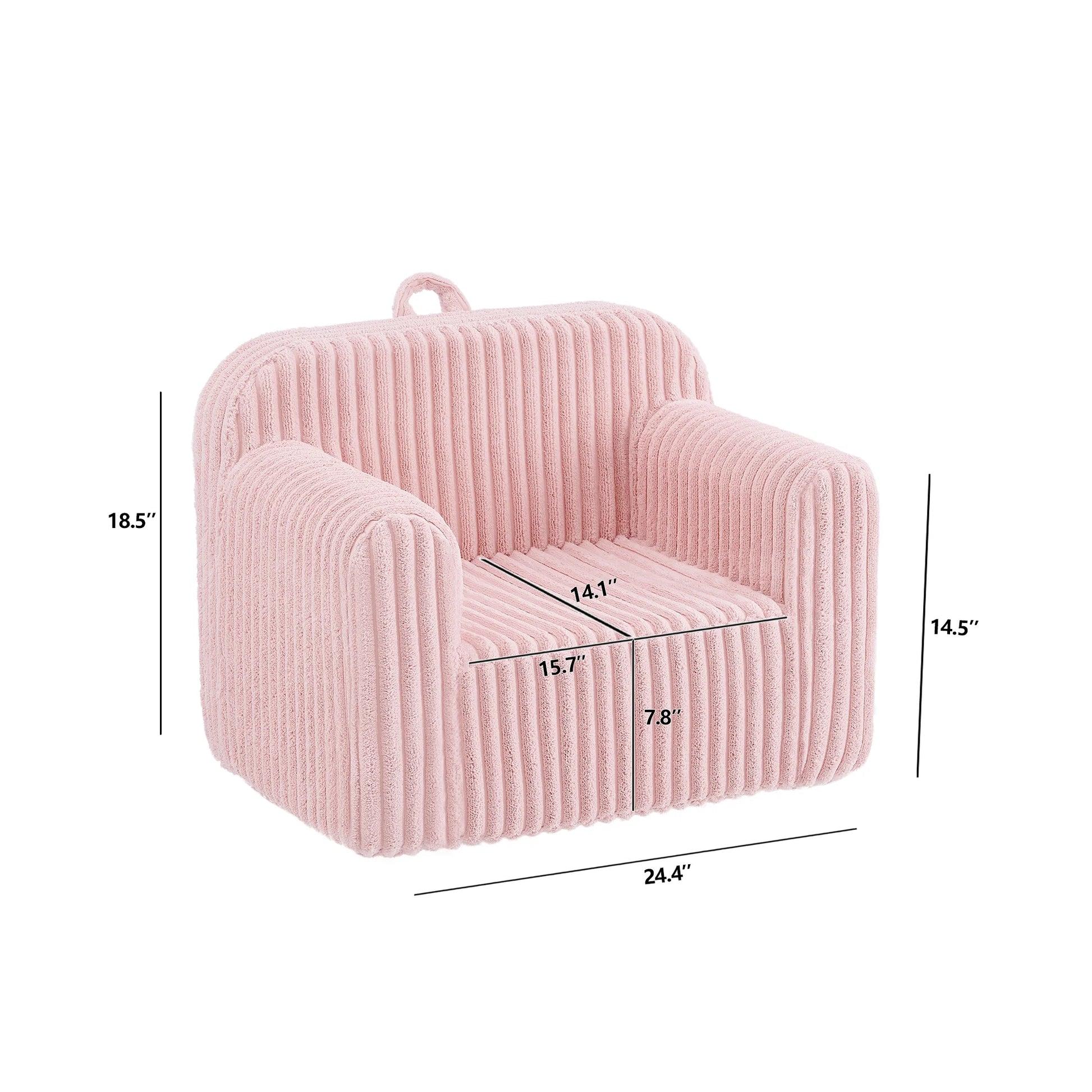 Kids Foam Sofa Chair with Removable Slipcover for Bedroom or Playroom, Pink