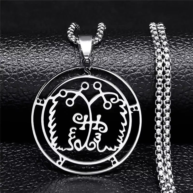 2024 Fashion Sigeal Sigil De Lucifer Stainless Steel Satan Necklace Asmoday Lazer Key Baphomet Stamp Necklace Jewelry N7118S03