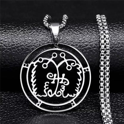 2024 Fashion Sigeal Sigil De Lucifer Stainless Steel Satan Necklace Asmoday Lazer Key Baphomet Stamp Necklace Jewelry N7118S03