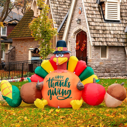 8' Thanksgiving Inflatables Decorations, Blow up Turkey Outdoor Decor