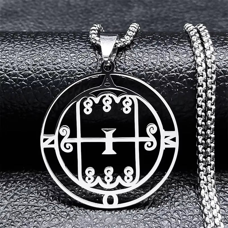 2024 Fashion Sigeal Sigil De Lucifer Stainless Steel Satan Necklace Asmoday Lazer Key Baphomet Stamp Necklace Jewelry N7118S03