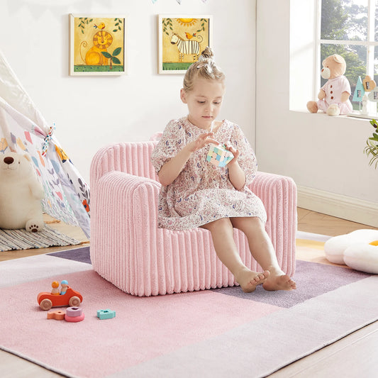 Kids Foam Sofa Chair with Removable Slipcover for Bedroom or Playroom, Pink
