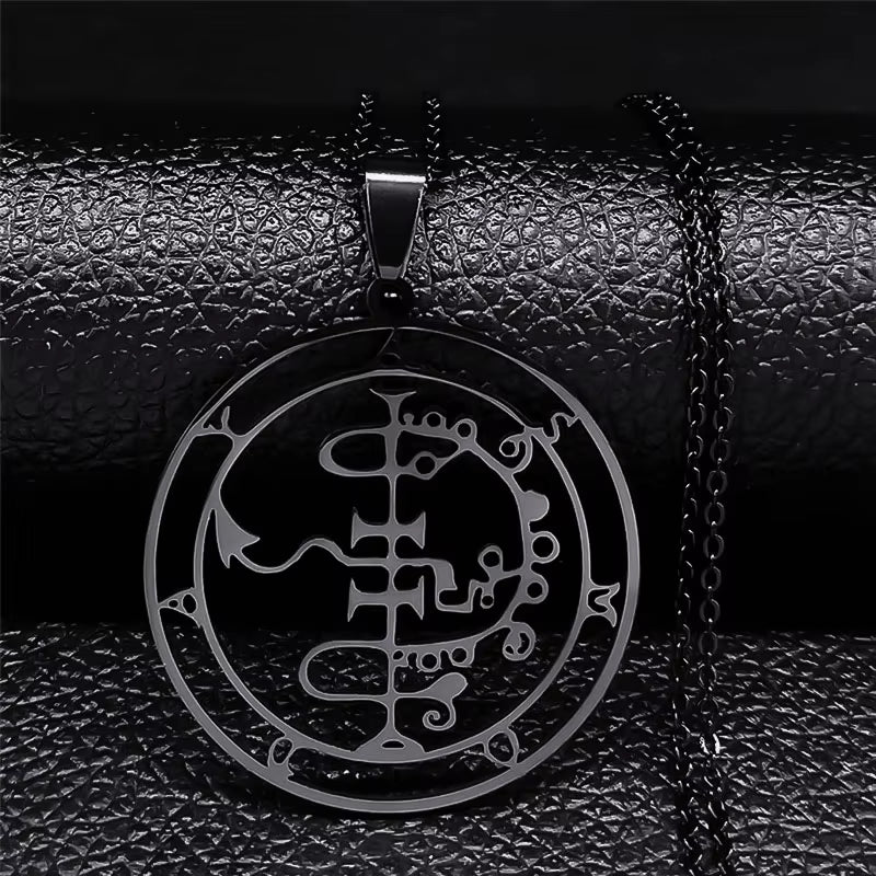 2024 Fashion Sigeal Sigil De Lucifer Stainless Steel Satan Necklace Asmoday Lazer Key Baphomet Stamp Necklace Jewelry N7118S03
