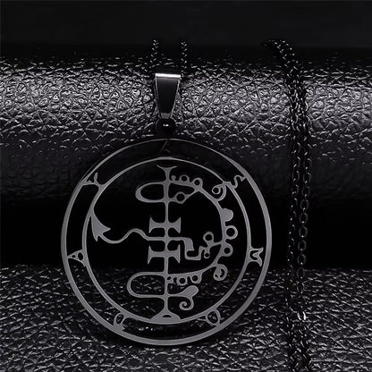 2024 Fashion Sigeal Sigil De Lucifer Stainless Steel Satan Necklace Asmoday Lazer Key Baphomet Stamp Necklace Jewelry N7118S03