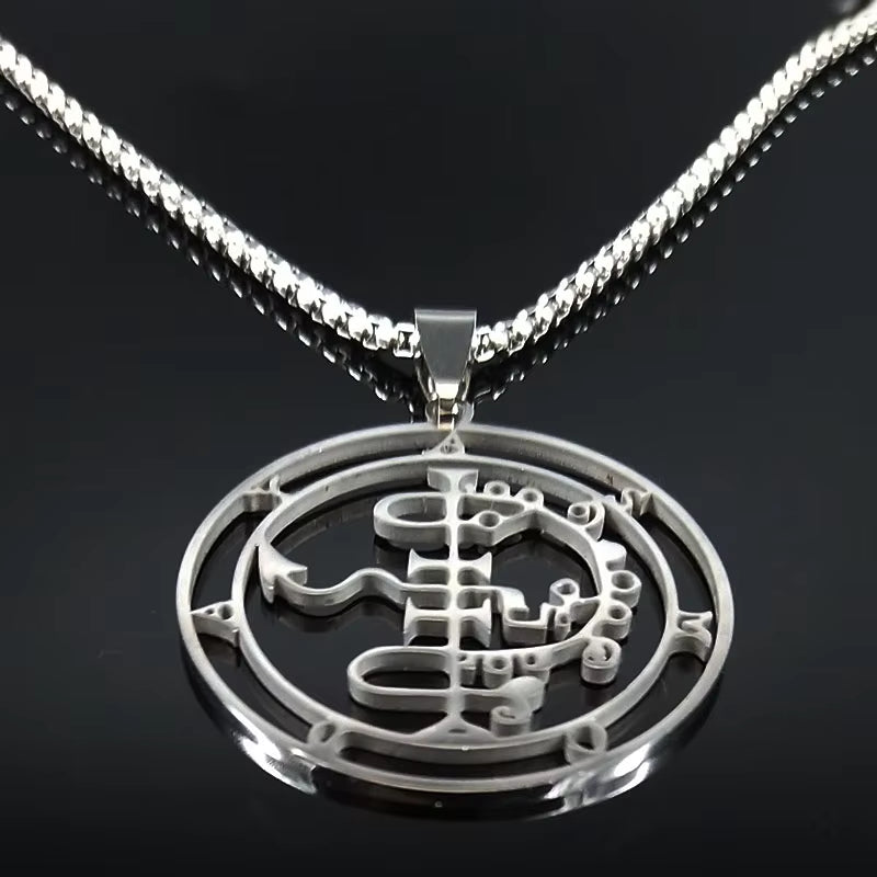 2024 Fashion Sigeal Sigil De Lucifer Stainless Steel Satan Necklace Asmoday Lazer Key Baphomet Stamp Necklace Jewelry N7118S03