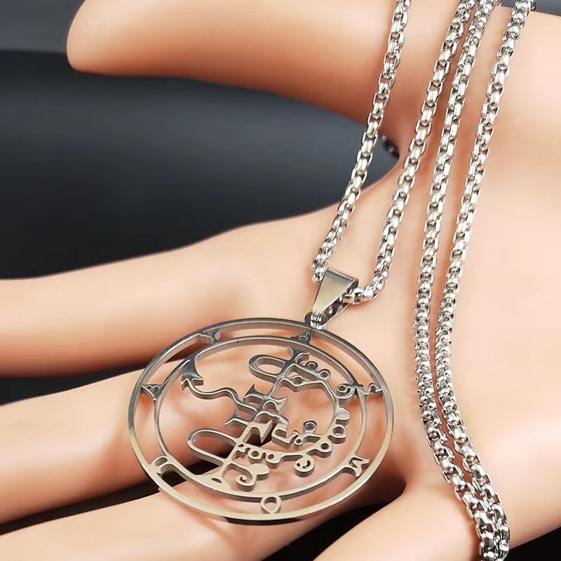 2024 Fashion Sigeal Sigil De Lucifer Stainless Steel Satan Necklace Asmoday Lazer Key Baphomet Stamp Necklace Jewelry N7118S03