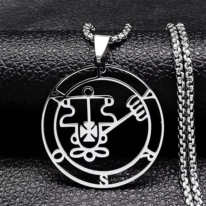2024 Fashion Sigeal Sigil De Lucifer Stainless Steel Satan Necklace Asmoday Lazer Key Baphomet Stamp Necklace Jewelry N7118S03