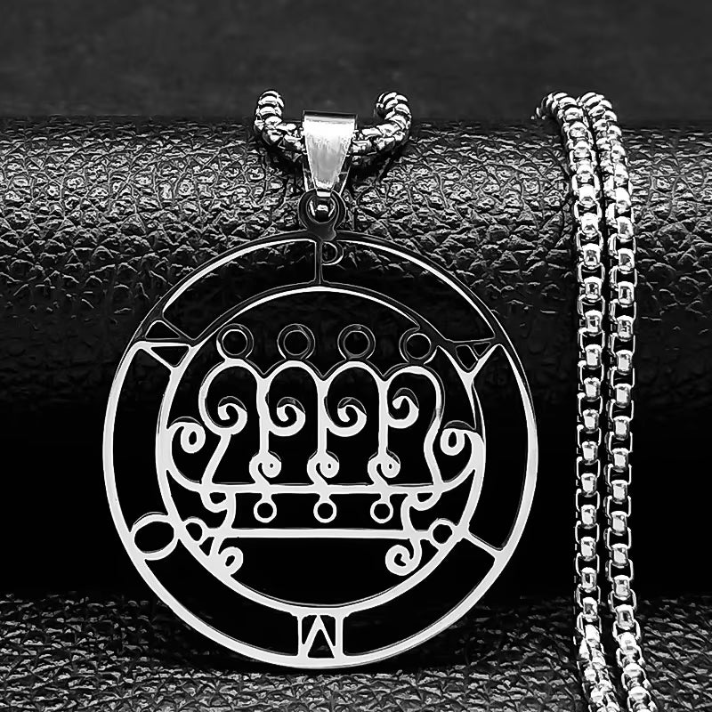 2024 Fashion Sigeal Sigil De Lucifer Stainless Steel Satan Necklace Asmoday Lazer Key Baphomet Stamp Necklace Jewelry N7118S03
