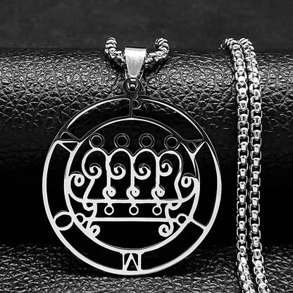 2024 Fashion Sigeal Sigil De Lucifer Stainless Steel Satan Necklace Asmoday Lazer Key Baphomet Stamp Necklace Jewelry N7118S03
