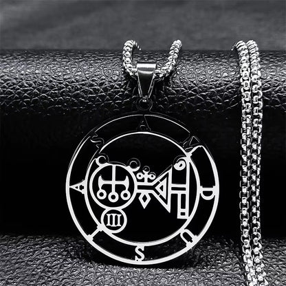 2024 Fashion Sigeal Sigil De Lucifer Stainless Steel Satan Necklace Asmoday Lazer Key Baphomet Stamp Necklace Jewelry N7118S03