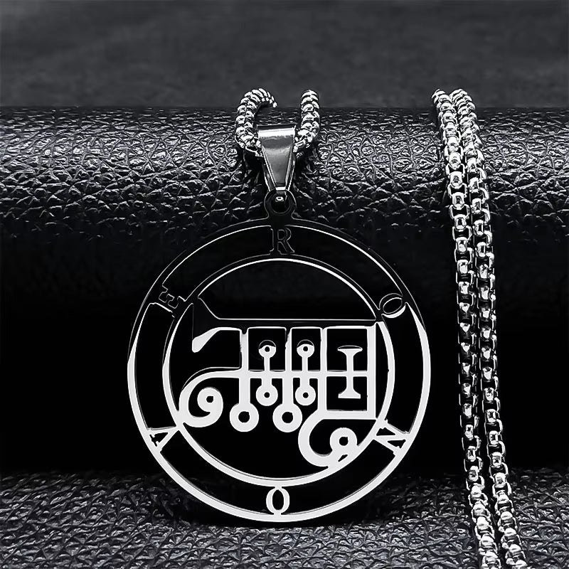 2024 Fashion Sigeal Sigil De Lucifer Stainless Steel Satan Necklace Asmoday Lazer Key Baphomet Stamp Necklace Jewelry N7118S03