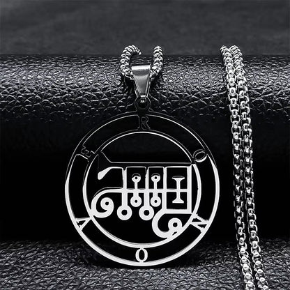 2024 Fashion Sigeal Sigil De Lucifer Stainless Steel Satan Necklace Asmoday Lazer Key Baphomet Stamp Necklace Jewelry N7118S03