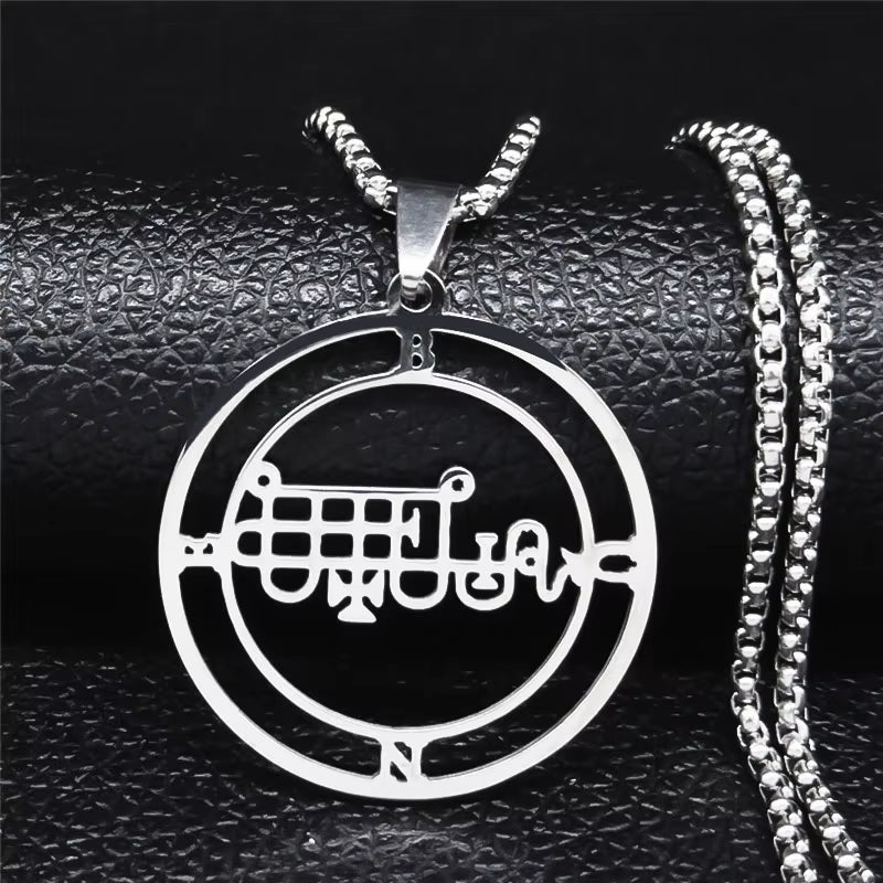 2024 Fashion Sigeal Sigil De Lucifer Stainless Steel Satan Necklace Asmoday Lazer Key Baphomet Stamp Necklace Jewelry N7118S03