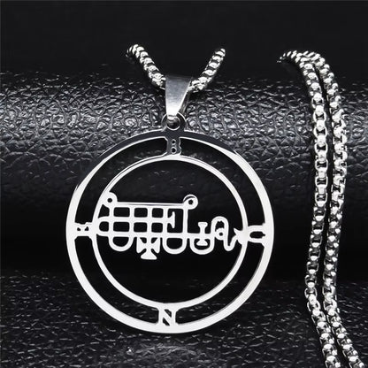 2024 Fashion Sigeal Sigil De Lucifer Stainless Steel Satan Necklace Asmoday Lazer Key Baphomet Stamp Necklace Jewelry N7118S03