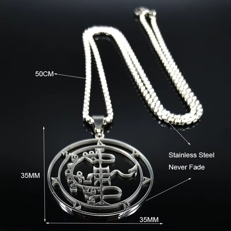 2024 Fashion Sigeal Sigil De Lucifer Stainless Steel Satan Necklace Asmoday Lazer Key Baphomet Stamp Necklace Jewelry N7118S03
