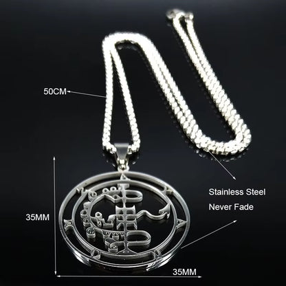 2024 Fashion Sigeal Sigil De Lucifer Stainless Steel Satan Necklace Asmoday Lazer Key Baphomet Stamp Necklace Jewelry N7118S03