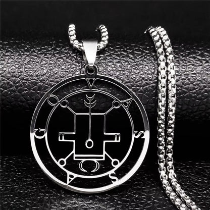 2024 Fashion Sigeal Sigil De Lucifer Stainless Steel Satan Necklace Asmoday Lazer Key Baphomet Stamp Necklace Jewelry N7118S03