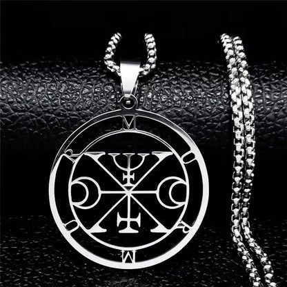 2024 Fashion Sigeal Sigil De Lucifer Stainless Steel Satan Necklace Asmoday Lazer Key Baphomet Stamp Necklace Jewelry N7118S03