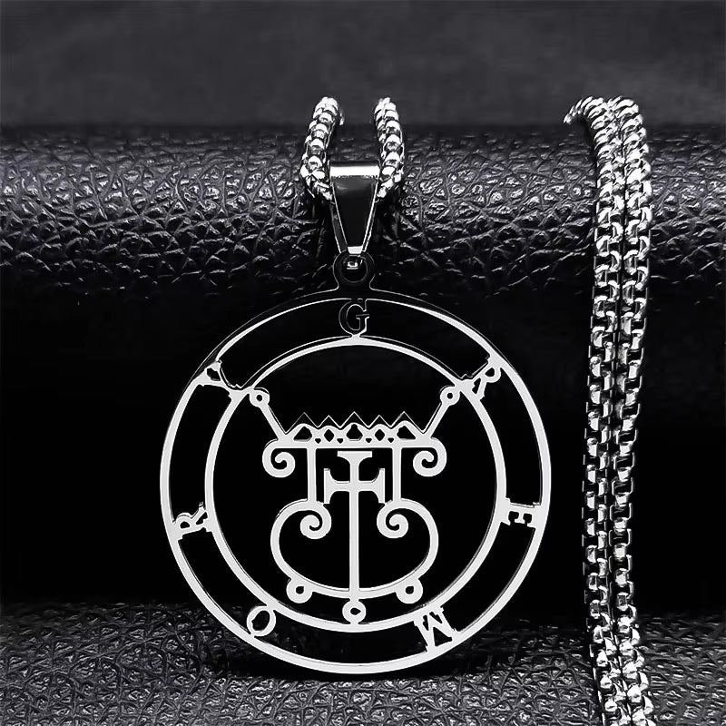 2024 Fashion Sigeal Sigil De Lucifer Stainless Steel Satan Necklace Asmoday Lazer Key Baphomet Stamp Necklace Jewelry N7118S03