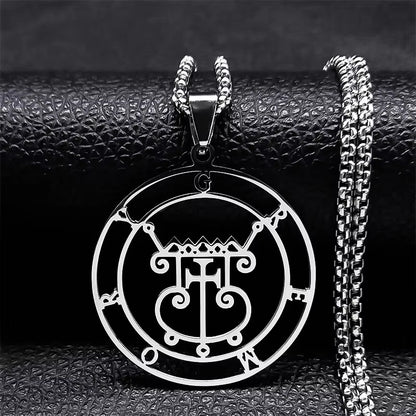 2024 Fashion Sigeal Sigil De Lucifer Stainless Steel Satan Necklace Asmoday Lazer Key Baphomet Stamp Necklace Jewelry N7118S03