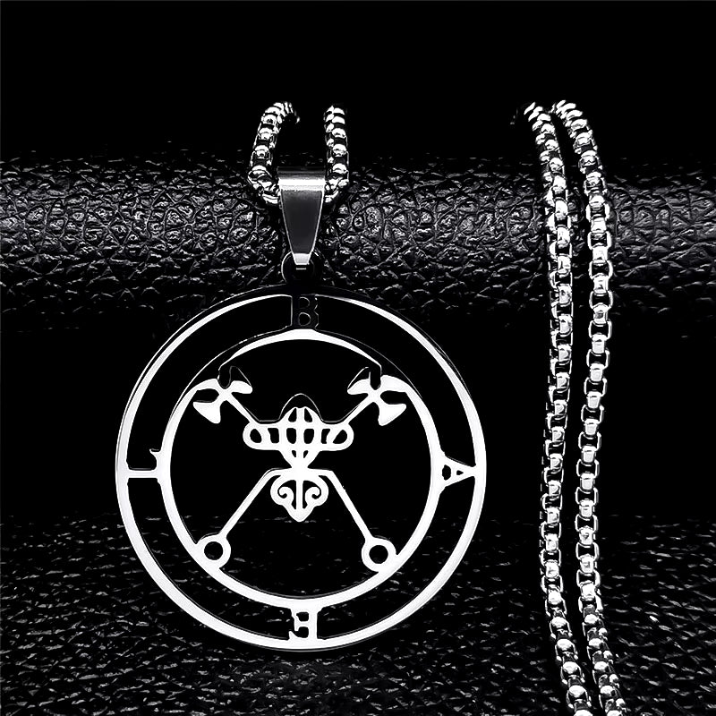 2024 Fashion Sigeal Sigil De Lucifer Stainless Steel Satan Necklace Asmoday Lazer Key Baphomet Stamp Necklace Jewelry N7118S03