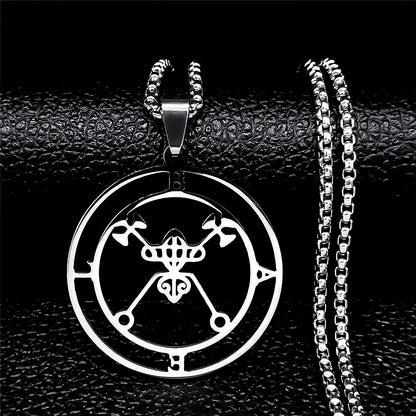 2024 Fashion Sigeal Sigil De Lucifer Stainless Steel Satan Necklace Asmoday Lazer Key Baphomet Stamp Necklace Jewelry N7118S03