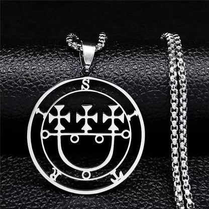 2024 Fashion Sigeal Sigil De Lucifer Stainless Steel Satan Necklace Asmoday Lazer Key Baphomet Stamp Necklace Jewelry N7118S03