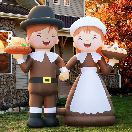 6' Thanksgiving Inflatables Turkey on Train with Pumpkin Decorations, Blow up Outdoor Fall Harvest Décor, Build-In LED Lights for Yard Lawn Holiday Celebrations