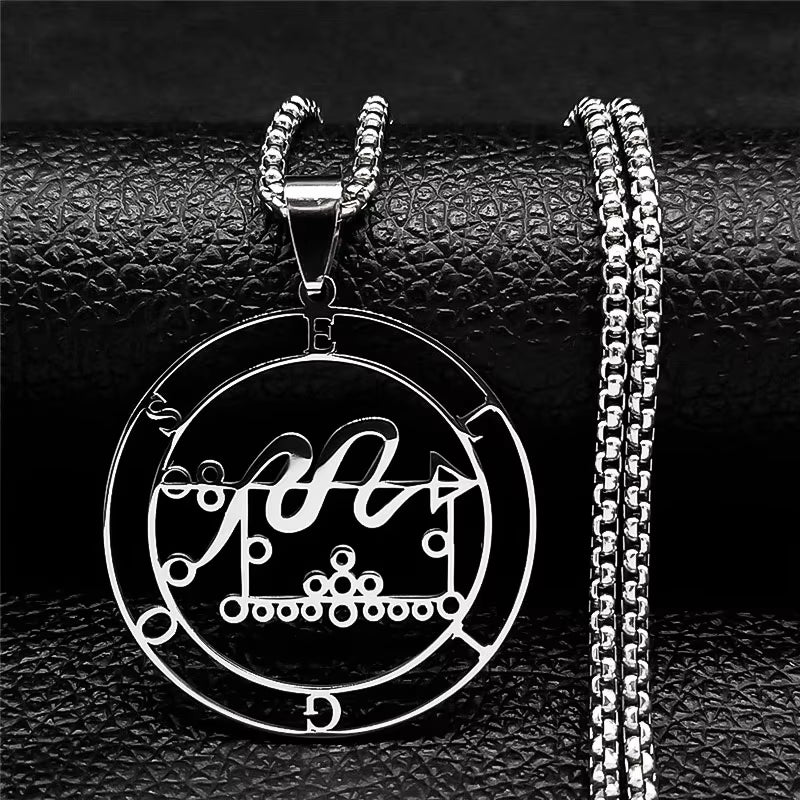 2024 Fashion Sigeal Sigil De Lucifer Stainless Steel Satan Necklace Asmoday Lazer Key Baphomet Stamp Necklace Jewelry N7118S03